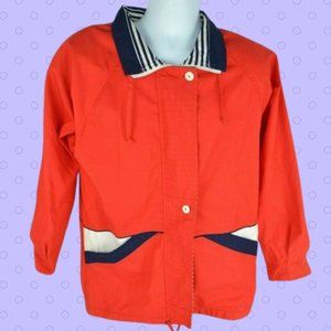 Vtg 1990's New York Girl Jacket, Red/Navy Blue - Full Zip Medium